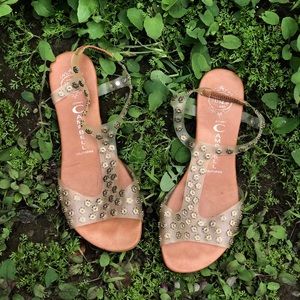 Jeffrey Campbell Clear and Gold Sandal